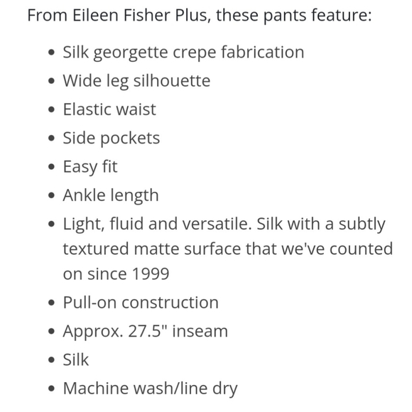 Eileen Fisher Woman Georgette Silk Wide Leg Pants Size 1X Color Black - Picture 5 of 16